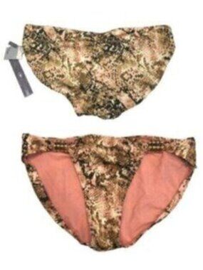 NWT Jennifer Lopez Brown Snakeskin Print Bikini Bottom Medium
